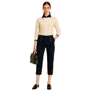 VINTAGE Y2K Ralph Lauren Denim Capris Dark Blue Rinse Wash button front Size 4